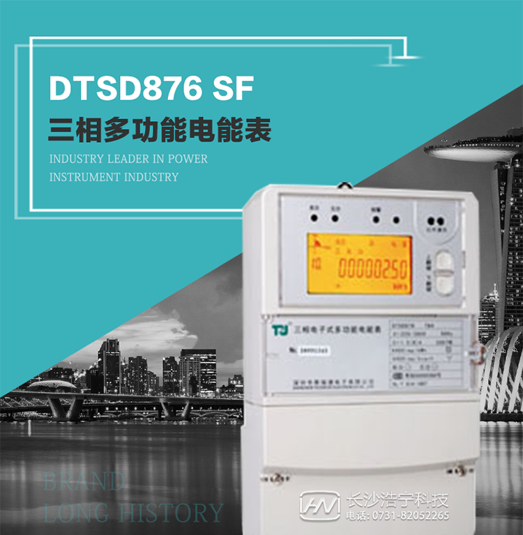 產(chǎn)品型號：DTSD876 SF型 三相多功能電能表
精度等級：有功0.5級 1級；無(wú)功2級 
額定電壓： 3×100V 3×57.7/100V 3×220/380V 
額定電流： 1.5(6)A 5(20)A 10(40)A 15(60)A 20(80)A 30(100)A 
頻 率： -40℃～+70℃ 
工作溫度：≤0.5S 
顯示方式： ≥1000mAh 
整機功耗： ≥10年 
重量： 約2.4kg 
外形尺寸： 293mm×175mm×80mm