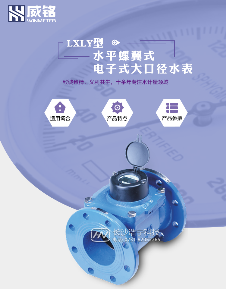 威銘威勝水平螺翼式電子式LXLY型大口徑水表